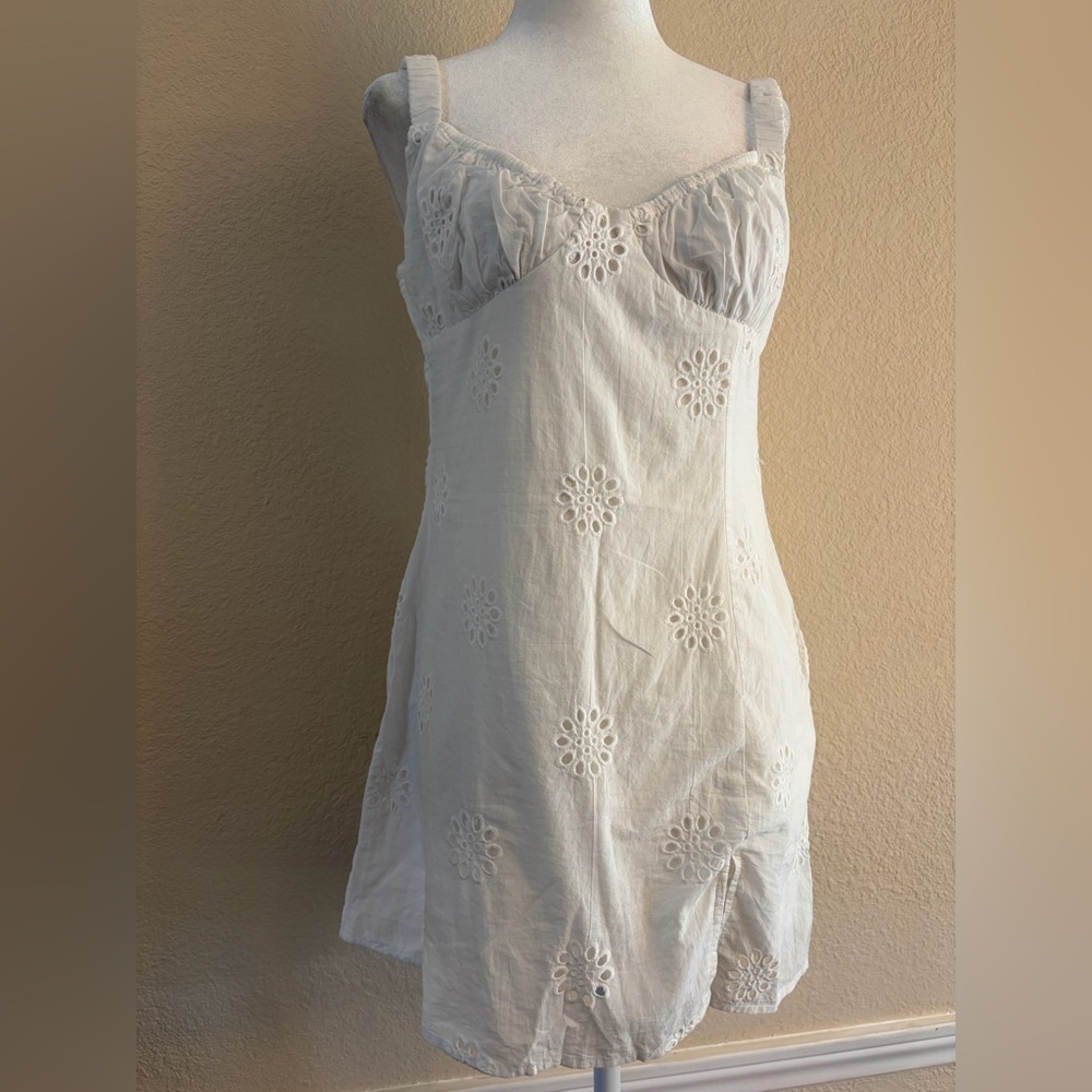 White Eyelet Linen Slip Dress by Princess Polly
